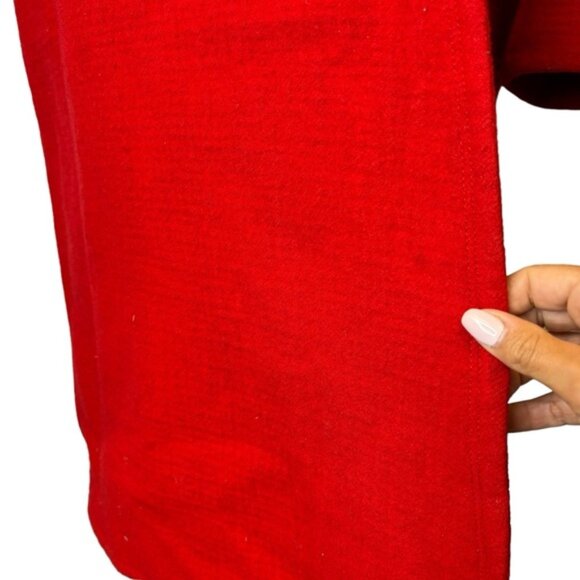 HELMUT LANG Red Wool Blanket Coat Large Oversized Overcoat Pea Coat Jacket - Picture 4 of 14